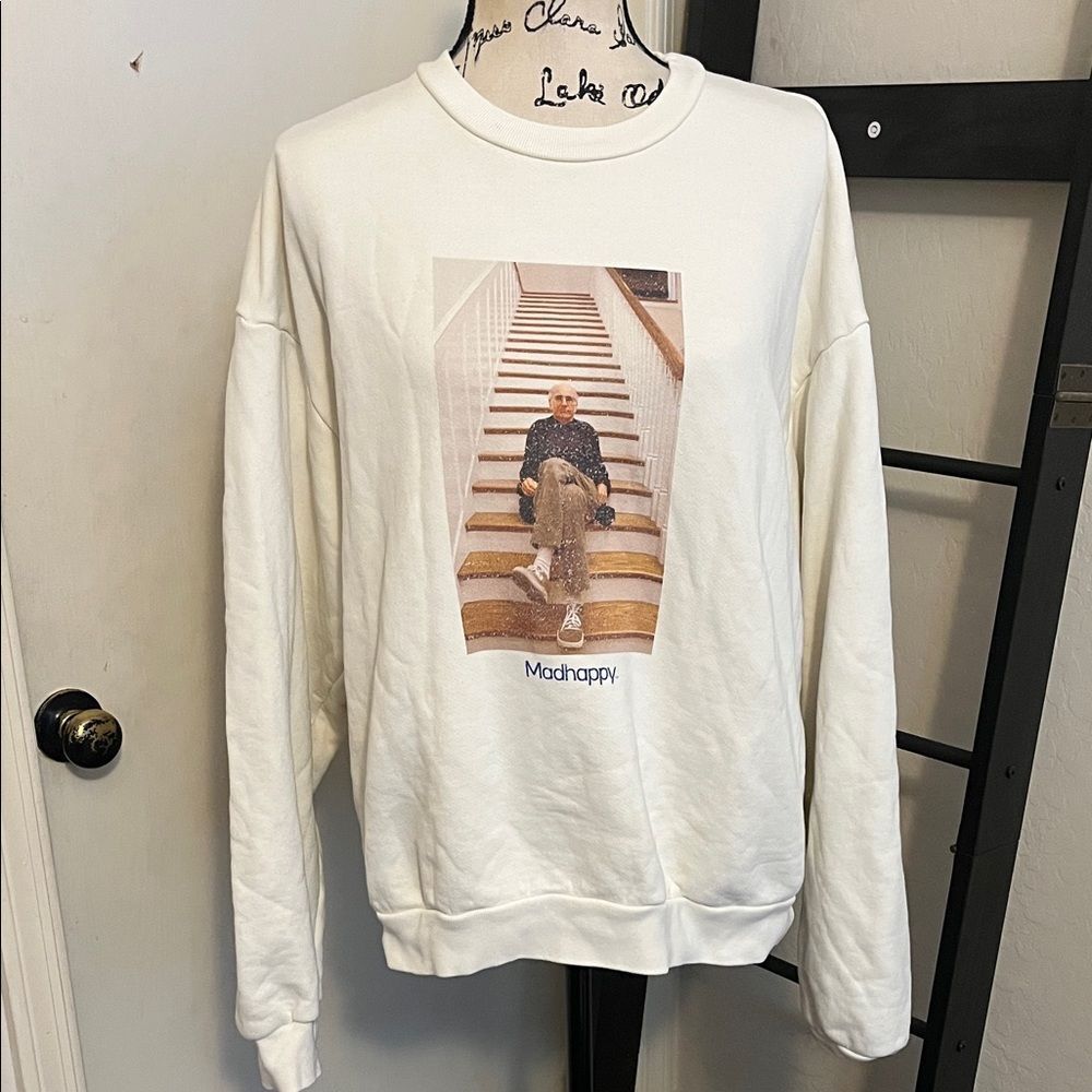 Madhappy Curb Your Enthusiasm Larry David Cream Graphic Crewneck Sweatshirt Rare